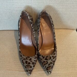 Vince Camuto Leopard Spot Pointed Toe Pumps - Brown & Tan